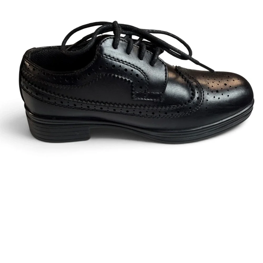 Kids Ace Black Wingtip Oxford Dress Shoes Size 11M Brogue Lace Up Formal